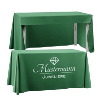 Farbige Konferenztischdecke grass green mit Logodruck