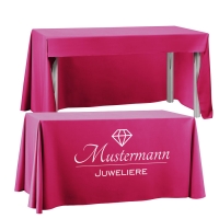 Farbige Konferenztischdecke shocking pink mit Logodruck